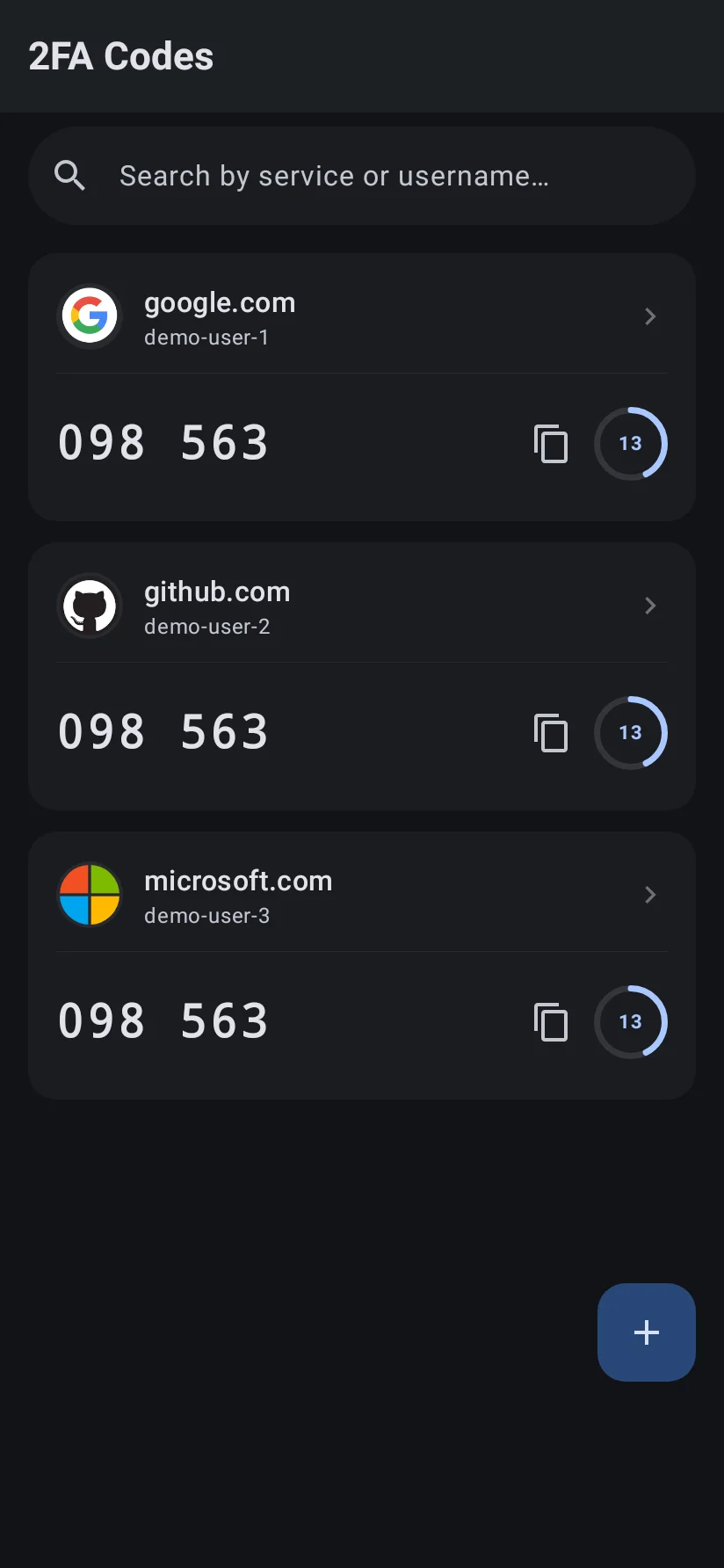 Current Compose TOTP screen using a public demo seed
